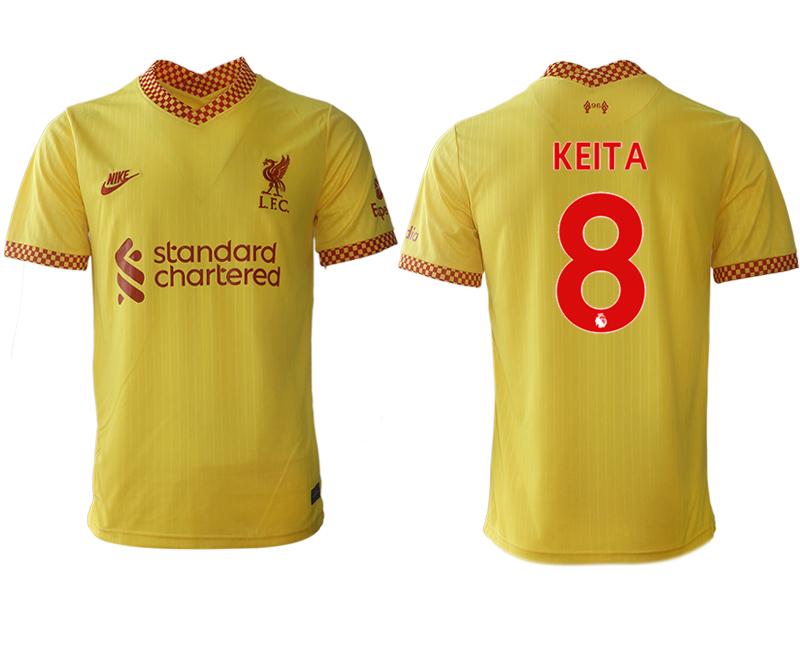 Cheap Men 2021-2022 Club Liverpool Second away aaa version yellow 8 Soccer Jersey
